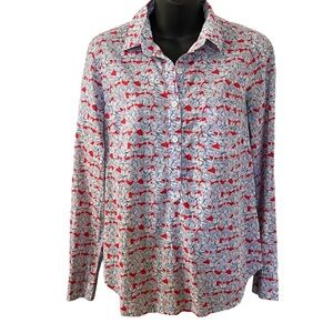 J. Crew Liberty Print Cotton Half Button Down Shirt Blouse‎ size 6